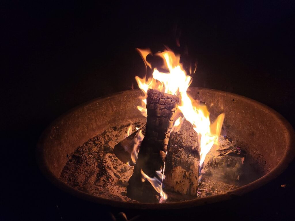 Camp fire night in Bear Creek Lake Park 